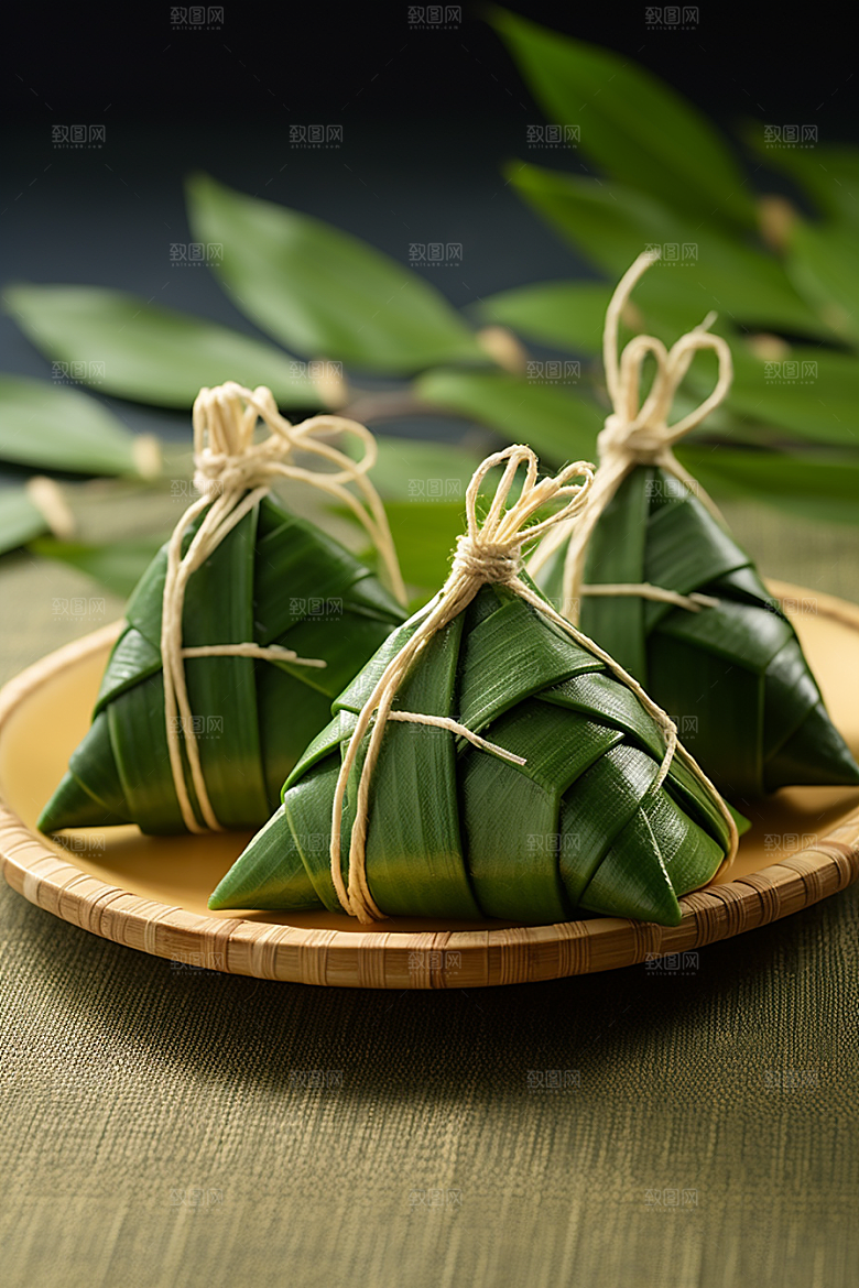 粽子包粽子粽叶摄影图