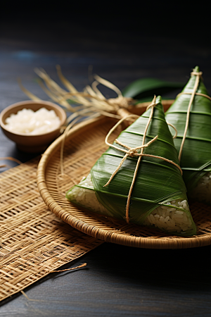 粽子粽叶传统美食摄影图