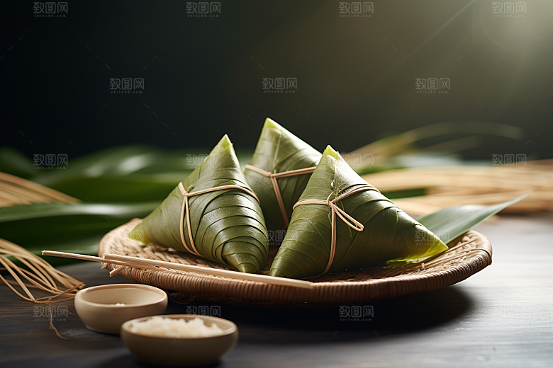 粽子包粽子粽叶摄影图
