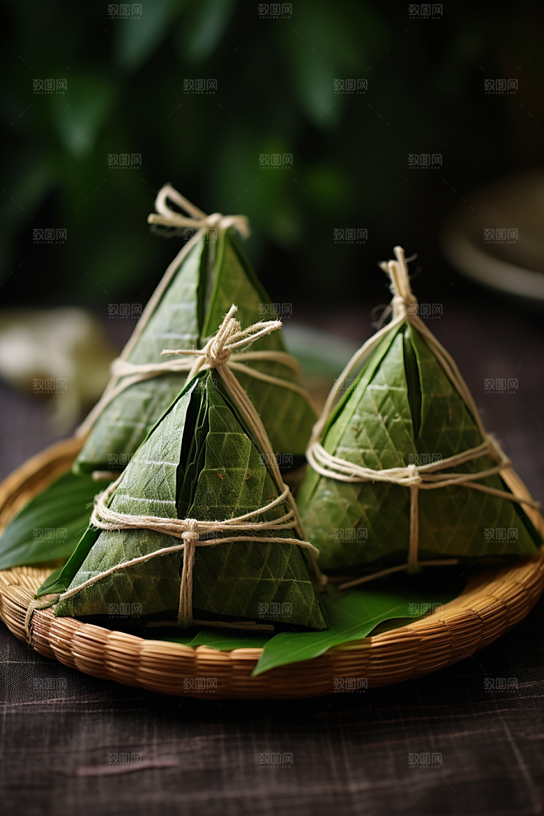 粽子粽叶高清摄影图