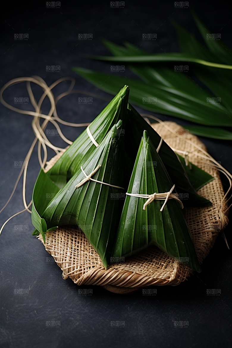 粽子端午节包粽子摄影图