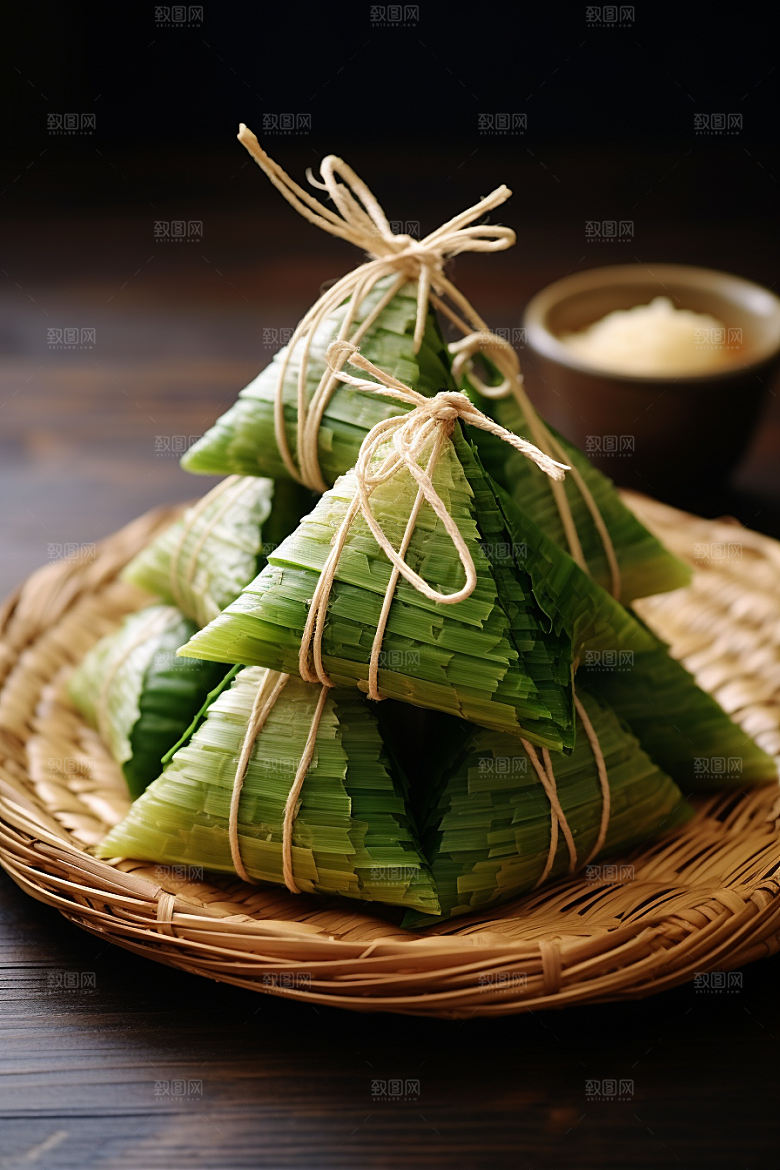 粽子包粽子粽叶摄影图