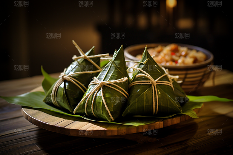 粽子包粽子粽叶摄影图
