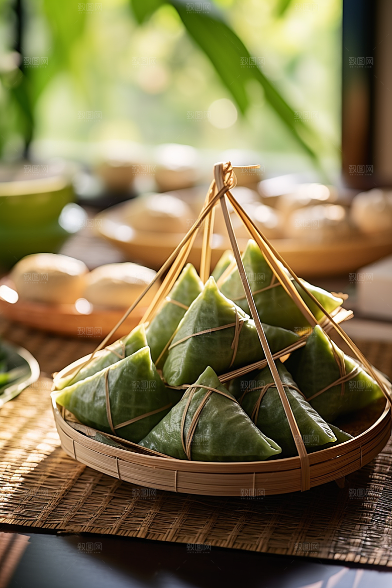 粽子粽叶包粽子摄影图