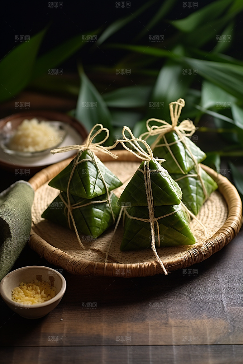粽子包粽子传统美食摄影图