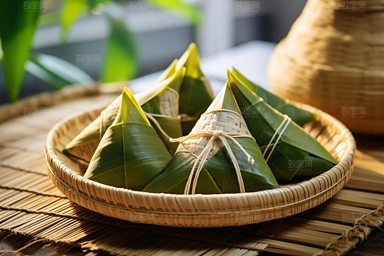 粽子粽叶自然摄影图