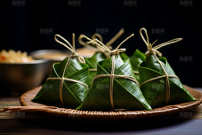 粽子粽叶美味摄影图