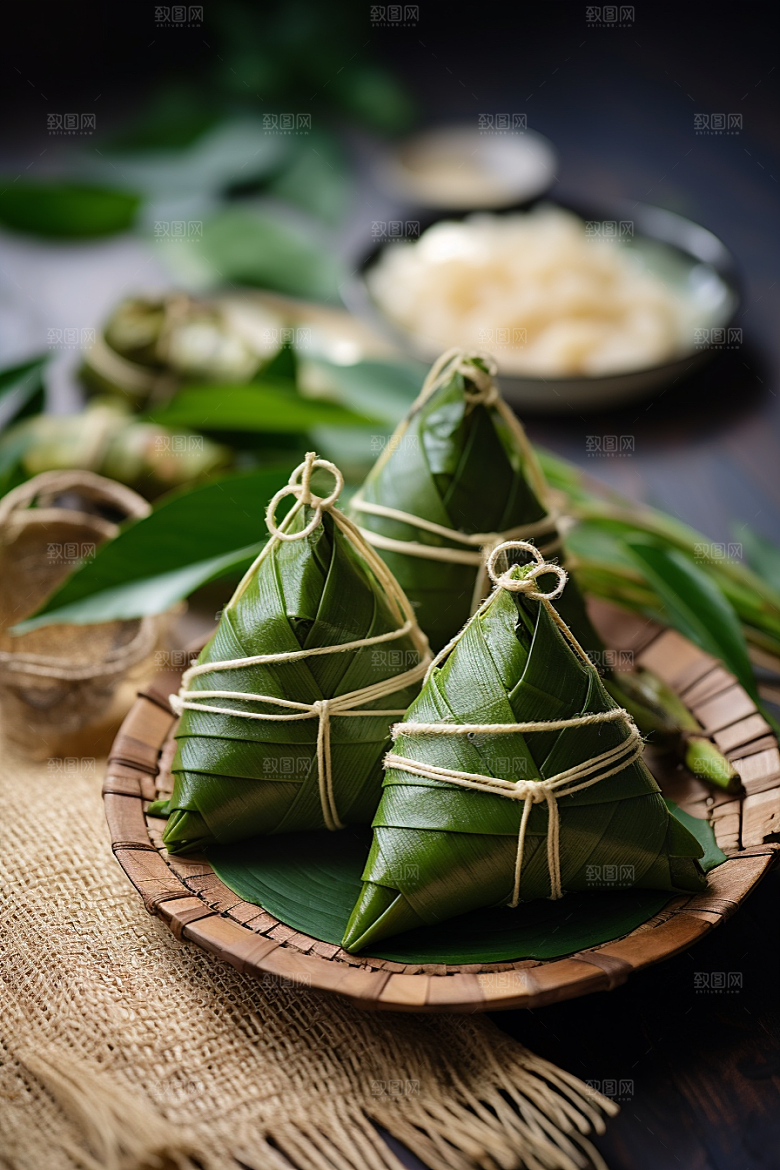 粽子传统美食自然摄影图
