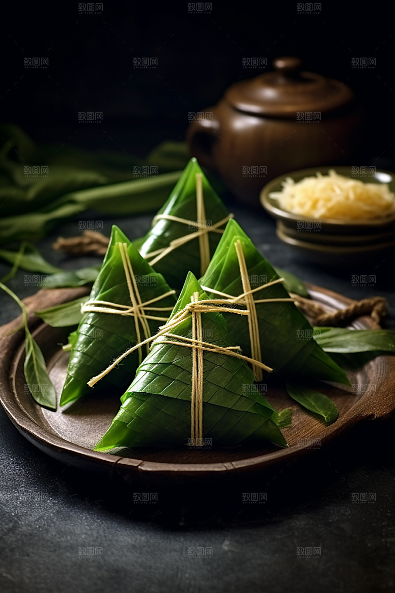 粽子传统美食自然摄影图