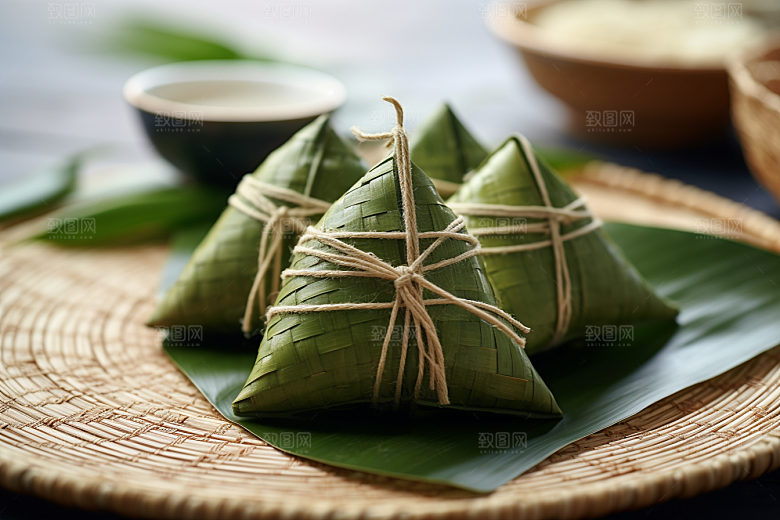 粽子粽叶高清摄影图
