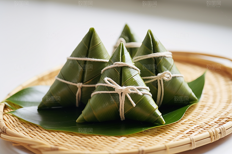 粽子粽叶自然摄影图