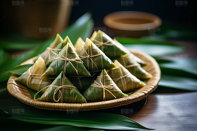 粽子端午节粽叶摄影图