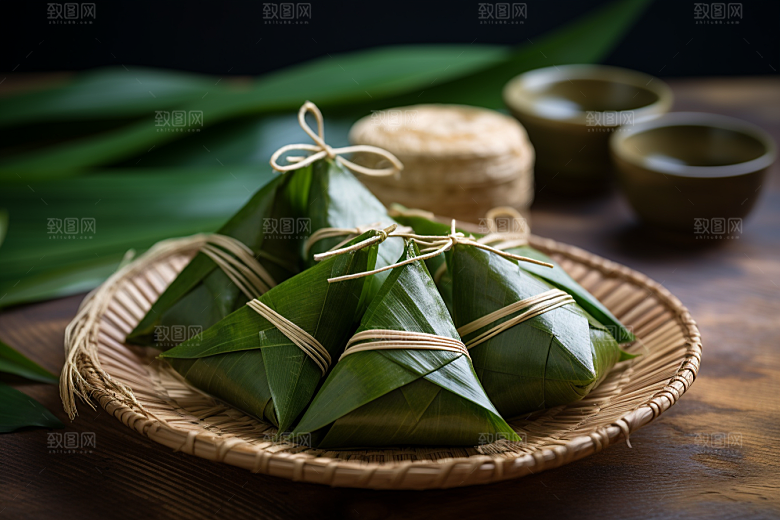 粽子高清粽叶摄影图