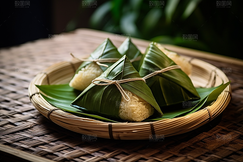 粽子小吃包粽子摄影图