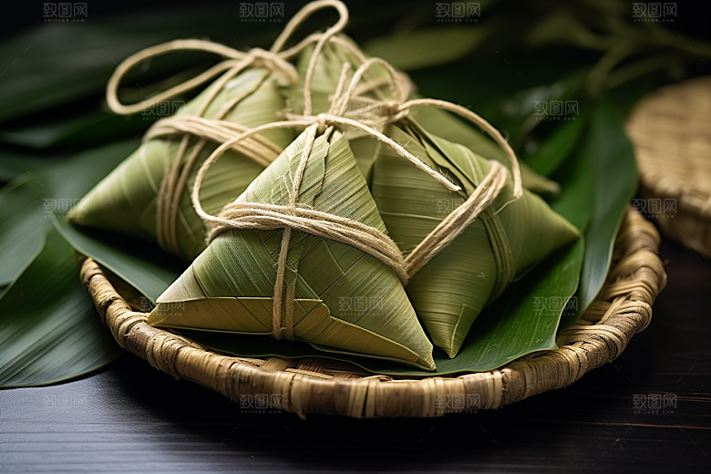 粽子粽叶节日节气摄影图