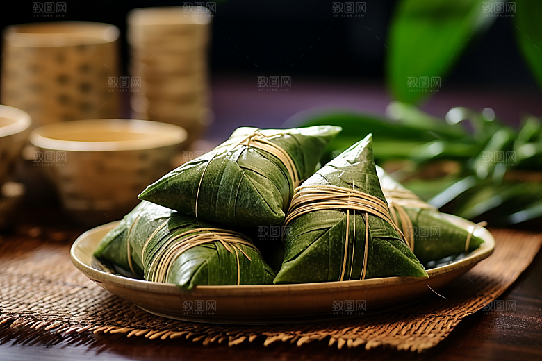 粽子小吃传统美食摄影图