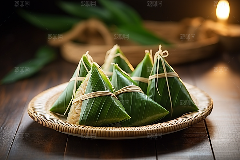 粽子高清粽叶摄影图