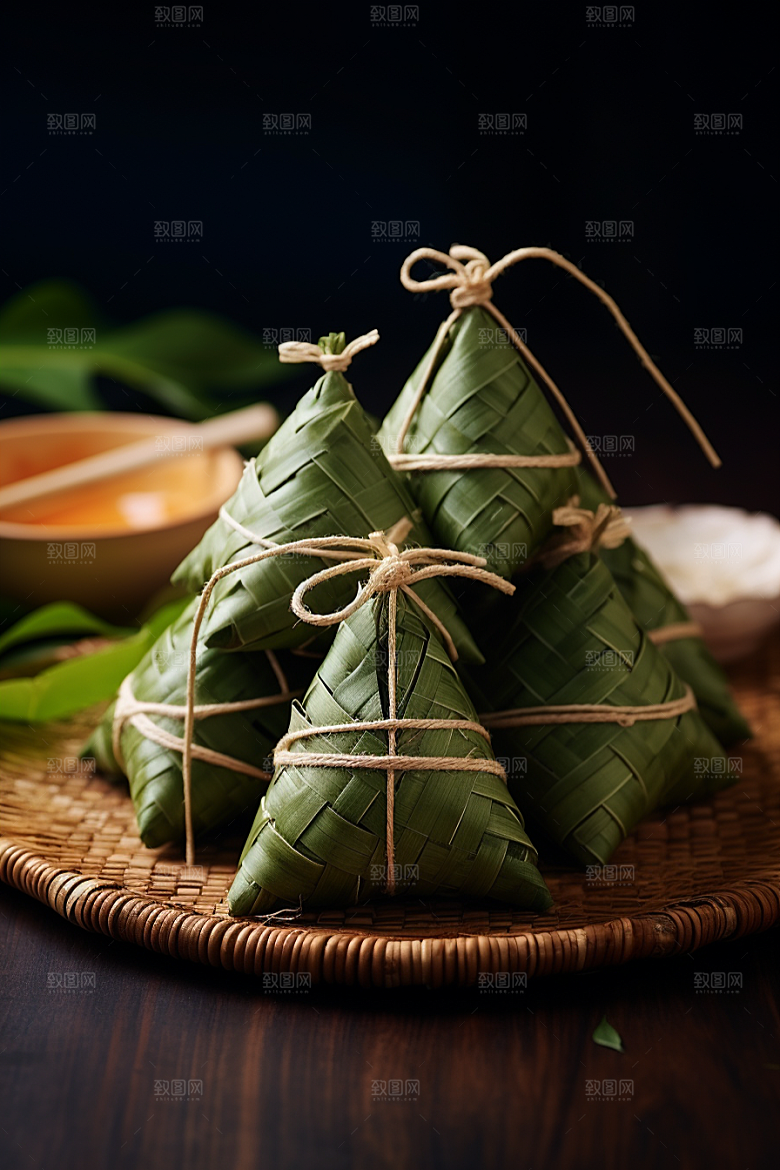 粽子包粽子粽叶摄影图