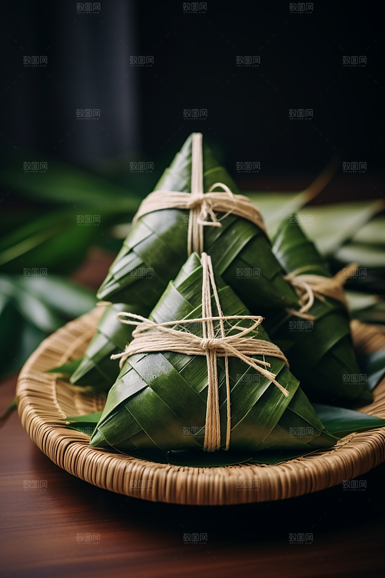 粽子传统美食包粽子摄影图