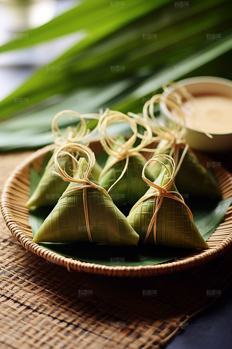 粽子小吃包粽子摄影图