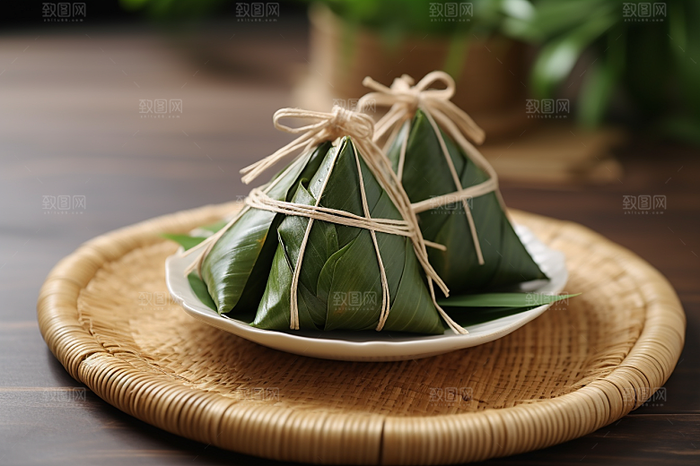 粽子粽叶自然摄影图