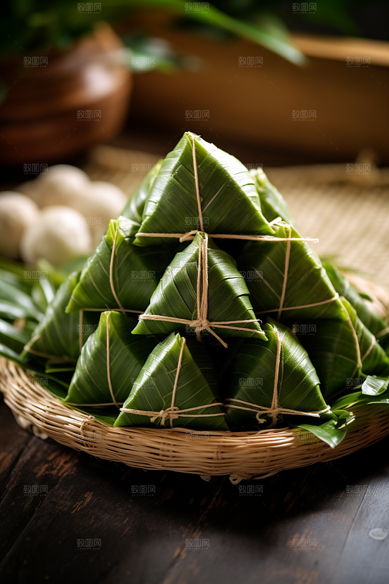 粽子粽叶美味摄影图