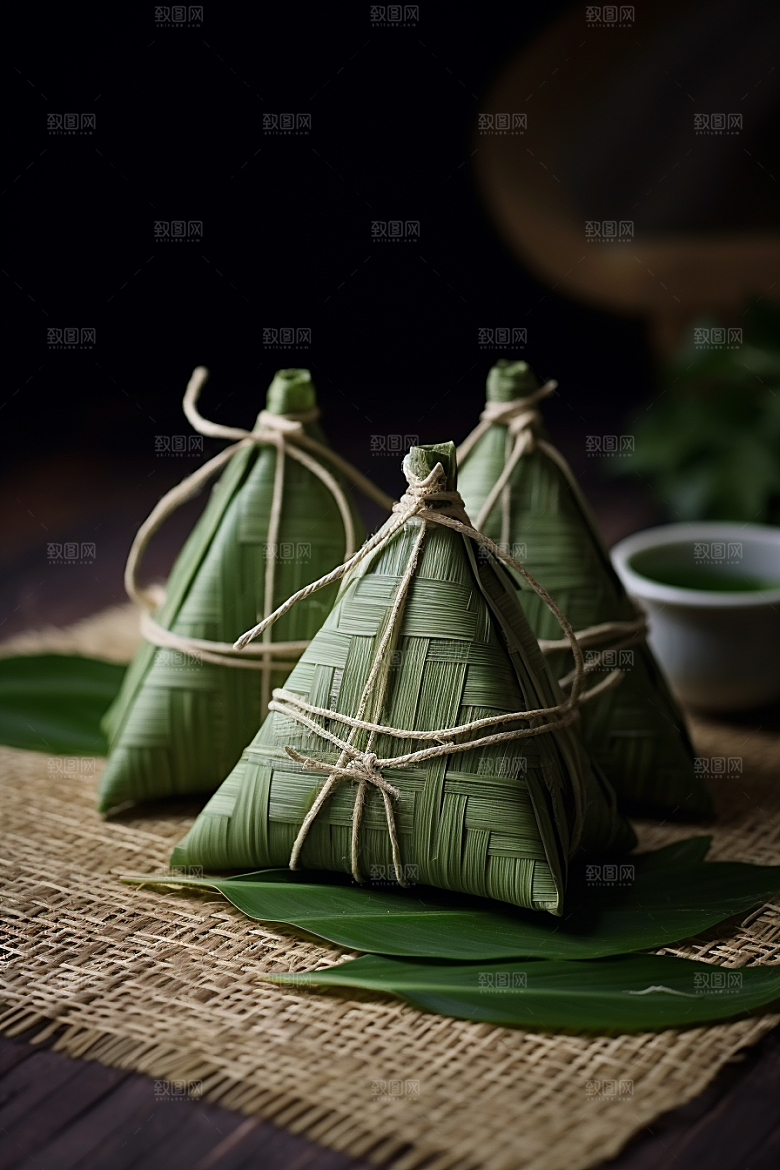 粽子粽叶自然摄影图