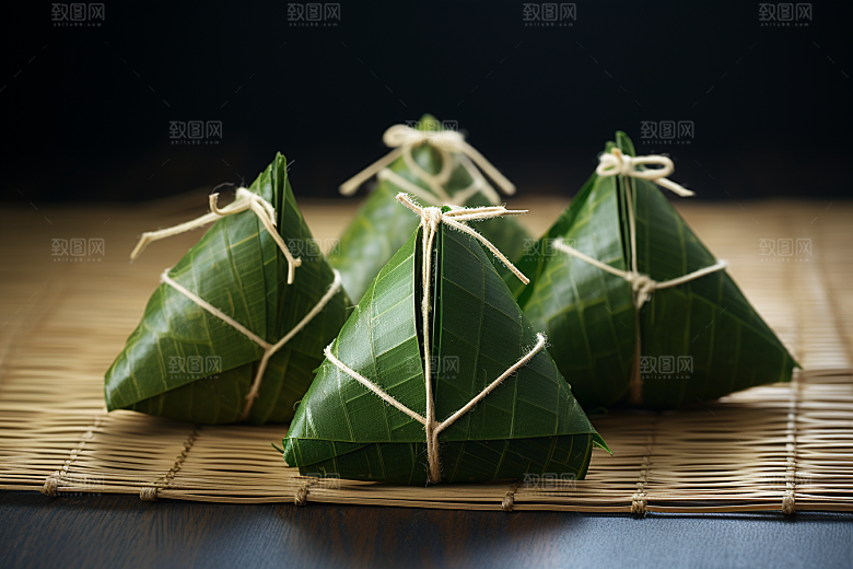 粽子小吃粽叶摄影图