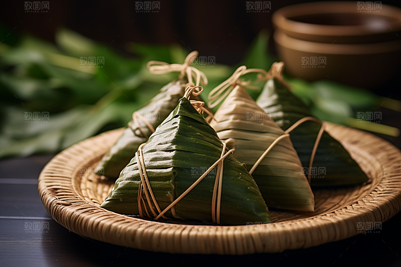 粽子包粽子节日节气摄影图