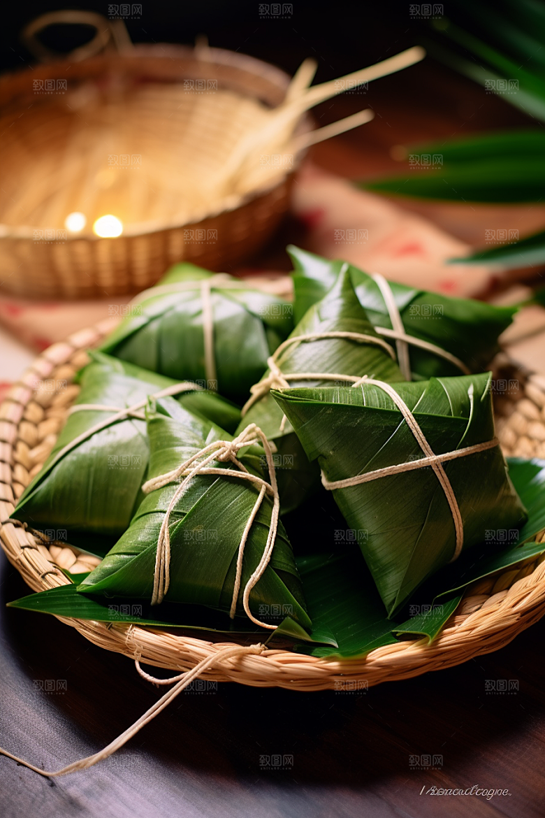 粽子粽叶高清摄影图