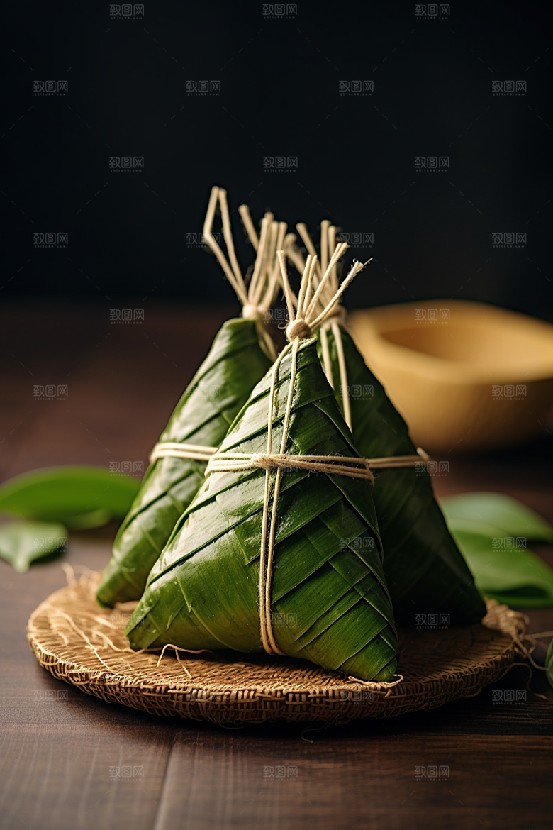 粽子美味粽叶摄影图