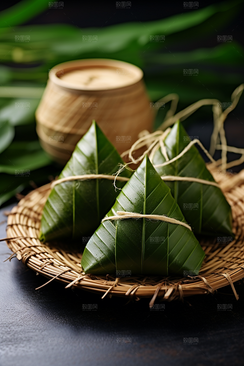 粽子粽叶高清摄影图