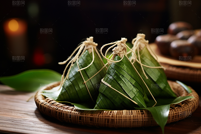 粽子节日节气粽叶摄影图