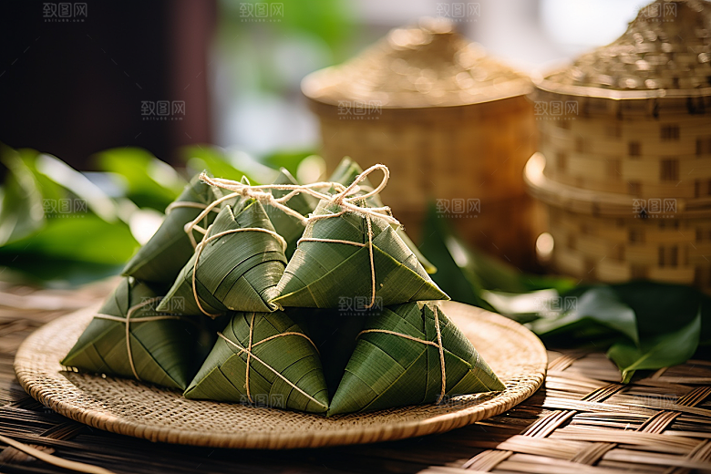 粽子包粽子节日节气摄影图