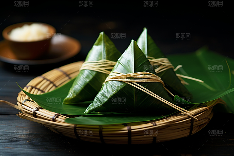 粽子粽叶小吃摄影图