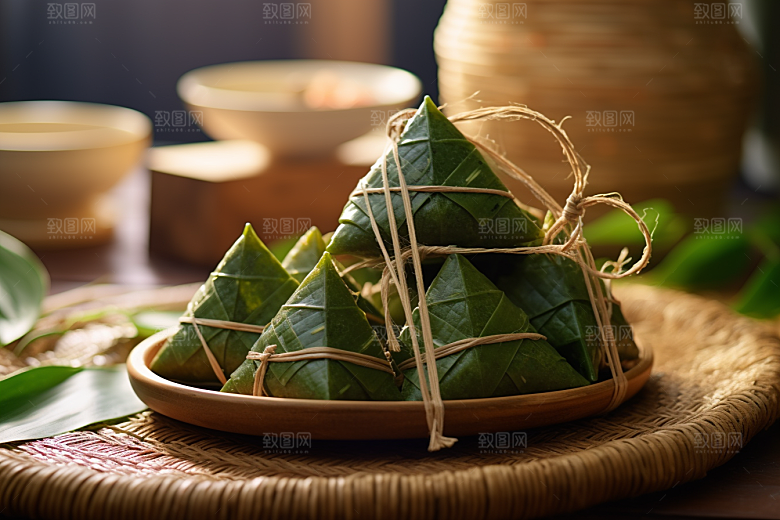 粽子包粽子端午节摄影图