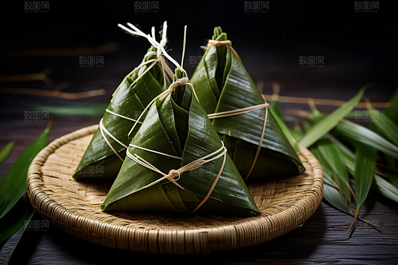 粽子高清粽叶摄影图