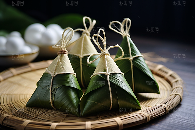 粽子节日节气粽叶摄影图