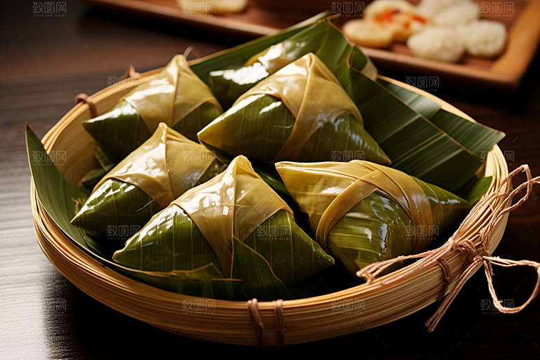 粽子粽叶传统美食摄影图