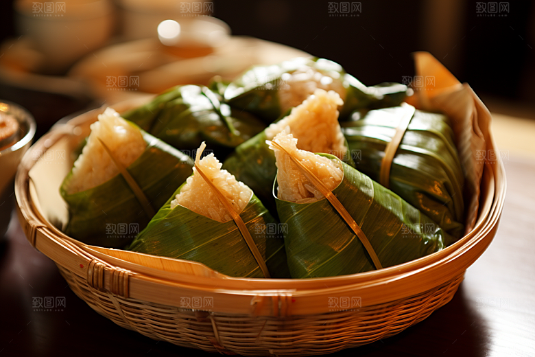 粽子美味粽叶摄影图