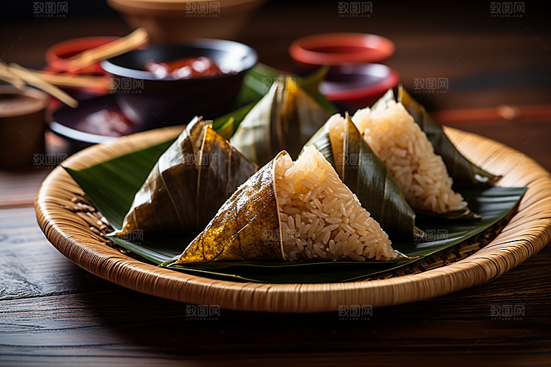 粽子包粽子传统美食摄影图