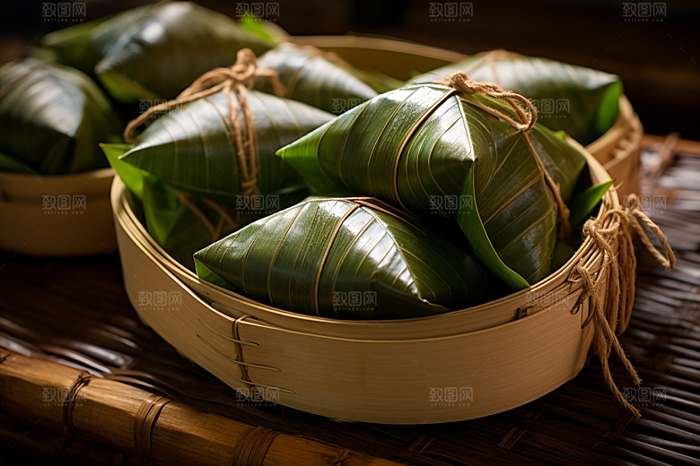 粽子粽叶端午节摄影图