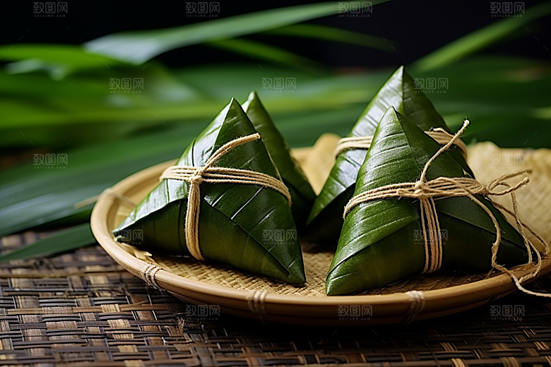 粽子粽叶端午节摄影图