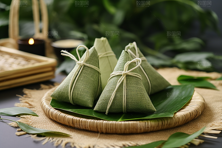 粽子传统美食包粽子摄影图