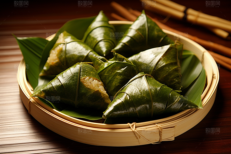 粽子粽叶端午节摄影图