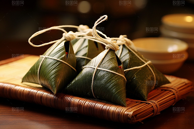 粽子小吃包粽子摄影图