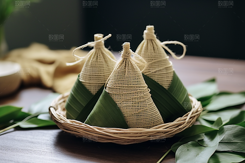 粽子传统美食自然摄影图
