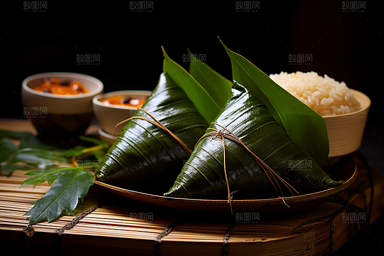 粽子小吃传统美食摄影图