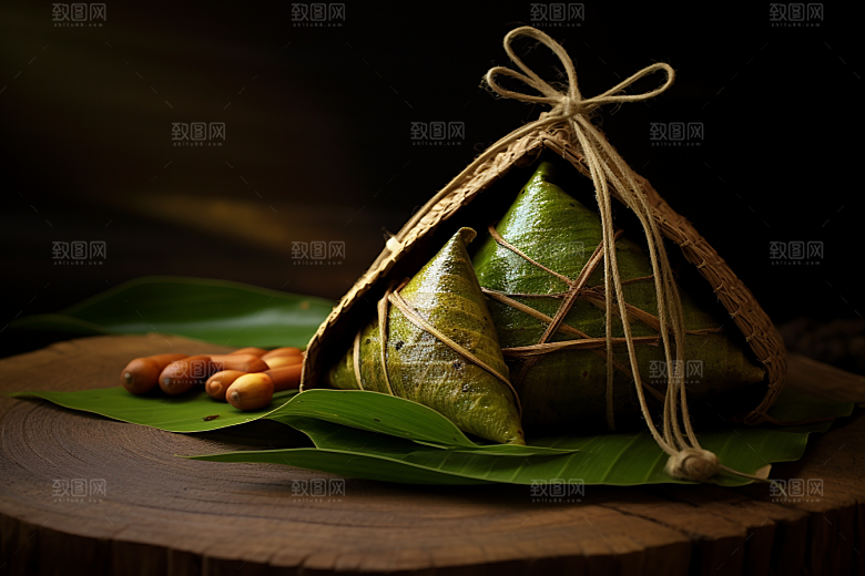 粽子端午节粽叶摄影图