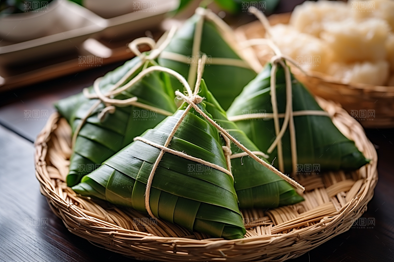 粽子美味粽叶摄影图